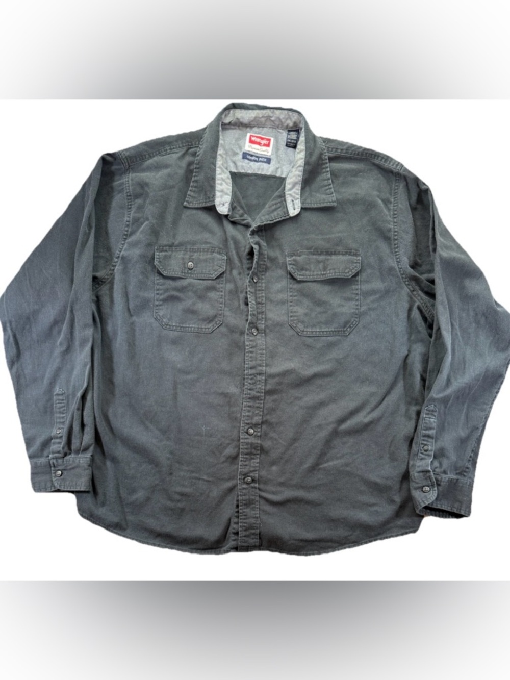 Wrangler Comfort Flex Button Up Shirt Men's 2XL Black Long Sleeve Workwear
